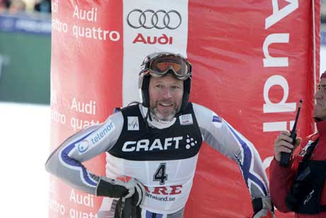 Lasse Kjus i mål etter sitt siste renn i Åre. (Foto: Gorm Kallestad / SCANPIX)