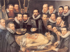 "Dr Willem van der Meers anatomiforelesning" malt av Michiel og Pieter van Mierevelt i 1617. Foto: Stedlijk Museum Delft.