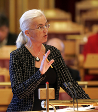 Helen Bjørnøy i Stortingets spørretime onsdag. Foto: Sara Johannessen/SCANPIX