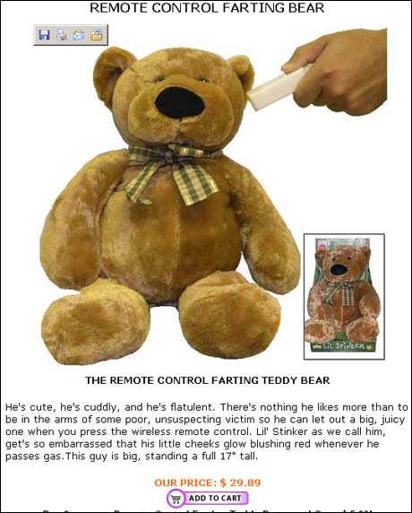 Teddybjørner er gammeldags, nå i vår er det prompebjørner som gjelder. Lyd og grimase styrer du enkelt med fjernkontrollen. 