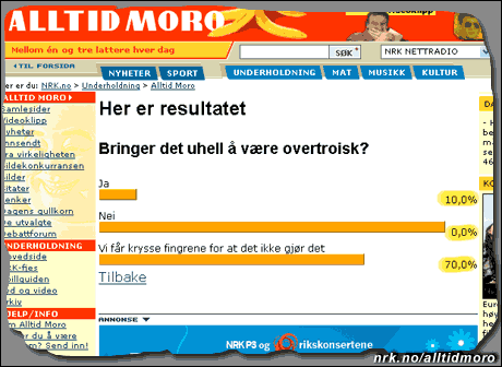 Mystisk poll-resultat på Alltid Moro. (Innsendt av Carina) Mystisk poll-resultat på Alltid Moro. (Innsendt av Carina)
