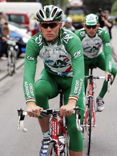 Thor Hushovd foran med Julian Dean på hjul før Tour de France i 2004. (Foto: Cornelius Poppe / SCANPIX)