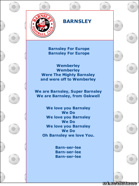 Har Barnsley norske fans som synger med på heiaropet "Vi er Barnsley, super-Barnsley"?