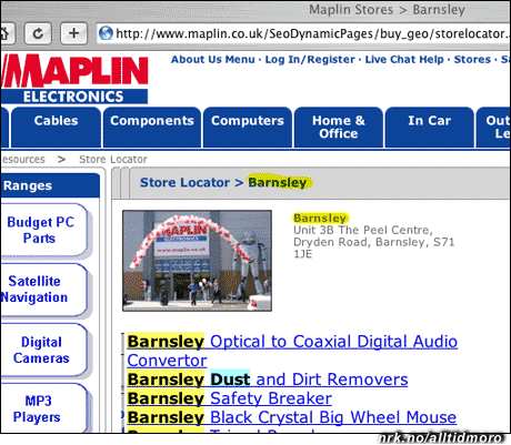 Næringslivet i Barnsley kan blant annet tilby denne: En "Barnsley dust"-fjerner. Bare ikke bruk den mot Alltid Moro-redaksjonen, som har enda flere plumpheter på lager (se lenken under).