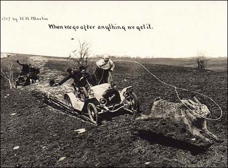 Hjemmesnekret foto-surrealisme: "When We Go After Anything We Get It" av William H. Martin, 1909. Bildet er altså nesten ett hundre år gammelt...
