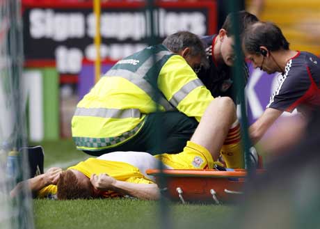 John Arne Riise skadet seg i ankelen lørdag.(Foto: Reuters/Scanpix) 