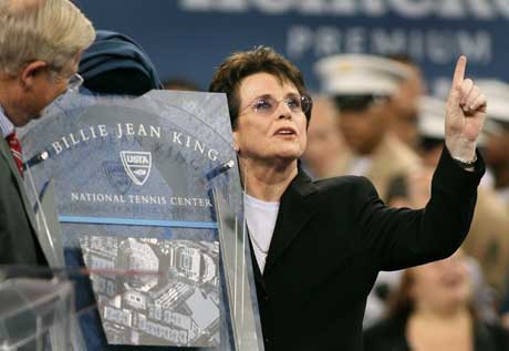 Billie Jean King under seremonien. (Foto: Reuters/Scanpix)