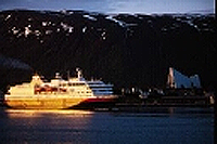 Nordkapp, til kai o Tromsø. Foto Hurtigruta.