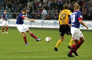 Grindheim scoret kampens eneste mål. (Cornelius Poppe / SCANPIX) Grindheim scoret kampens eneste mål. (Cornelius Poppe / SCANPIX)