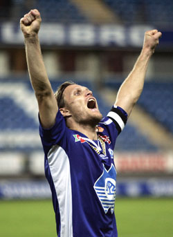 Moldes Daniel Berg Hestad jubler etter eliteseriekampen mellom Molde og Lillestrøm i Molde søndag kveld. Kampen endte 2-0. Foto: Gorm Kallestad / SCANPIX Moldes Daniel Berg Hestad jubler etter eliteseriekampen mellom Molde og Lillestrøm i Molde søndag kveld. Kampen endte 2-0. Foto: Gorm Kallestad / SCANPIX