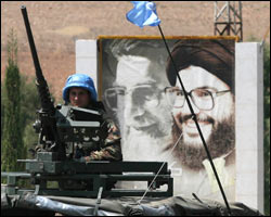 Poster av Hizbollahs leder Sayyed Hassan Nasrallah. Foto: Scanpix/Reuter 