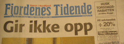 Fjordenes Tidende-framside frå 2006.