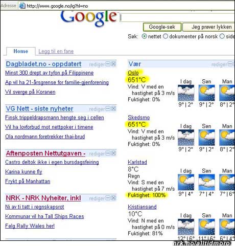 Det blir 651 grader enkelte steder på Østlandet, melder Googles værtjeneste. (Innsendt av Rune F.)