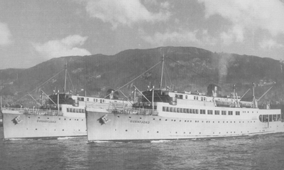 To tidlegare minesveiparar vart til MS Sognefjord og MS Sunnfjord. Foto utlnt fr Berge Sjfartsmuseum