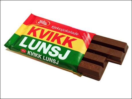 UKAS BILDETEKST: Freia lanserer en ny type Kvikk Lunsj for dem som ikke kan fordra å dele likt! (Arvid T. Sandnes) Foto: NRK Underholdning