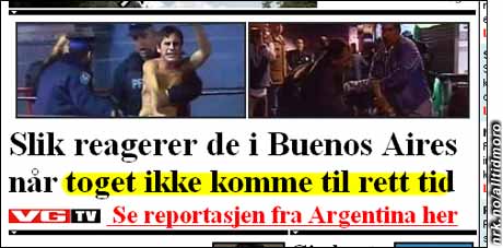 Synes VG.no at argentinere er degoser? Den nye trenden er tydeligvis å sitere dem sånn: "Jai blir sinna når toget ikke komme". Synes VG.no at argentinere er degoser? Den nye trenden er tydeligvis å sitere dem sånn: "Jai blir sinna når toget ikke komme".