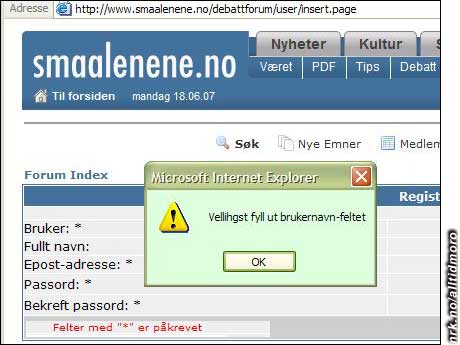 Vellihgst?? Denne feilmeldingen tyder på at dialekten i Smålenene ikke er blant de enkleste å forstå. (Innsendt av RuFo) Vellihgst?? Denne feilmeldingen tyder på at dialekten i Smålenene ikke er blant de enkleste å forstå. (Innsendt av RuFo)