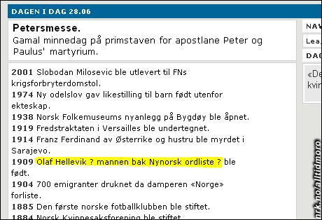 NRK.no er litt usikre på hvem som ble født i 1909. Var det Ottar Hellevik? Og sto han virkelig bak "Nynorsk ordliste"? NRK.no er litt usikre på hvem som ble født i 1909. Var det Ottar Hellevik? Og sto han virkelig bak "Nynorsk ordliste"?