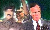 Tidligere president George Bush har et uoppgjort forhold med Iraks diktator Saddam Hussein etter Gulfkrigen,