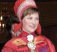 Princess Märtha Louise in Sami costume on a visit to Finnmark county in 2000.