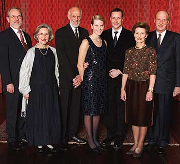 From the right: the bride's step father, mr. Rolf Berntsen, the bride's mother, mrs. Marit Tjessem, the bride's father, mr. Sven O. Høiby.